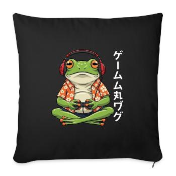 Hawaiian Gamer Frog - Sofa pillowcase 17,3'' x 17,3'' (45 x 45 cm) - black - Front