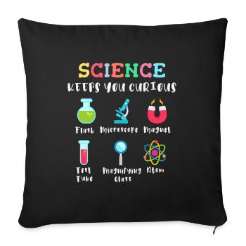 Science arouses curiosity - Sofa pillowcase 17,3'' x 17,3'' (45 x 45 cm) - black - Front