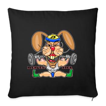 Lapin Animal Musclé – Dessin animé drôle de bodybuilder - Housse de coussin décorative 45 x 45 cm - noir - Devant