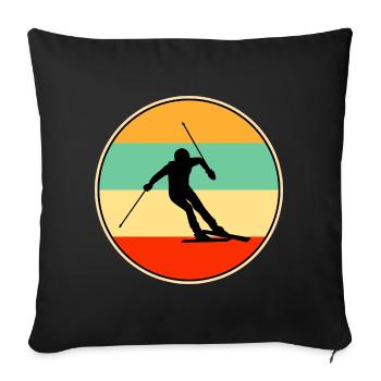 Retro Skier Silhouette Vintage Winter Sports Art - Sofa pillowcase 17,3'' x 17,3'' (45 x 45 cm) - black - Front