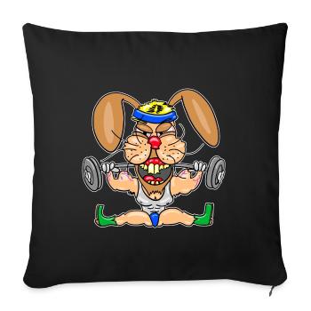 Strong Bunny Gym Cartoon - Sofa pillowcase 17,3'' x 17,3'' (45 x 45 cm) - black - Front