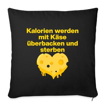 Calories Baked with Cheese, Foodie, Cheese Lover - Sofa pillowcase 17,3'' x 17,3'' (45 x 45 cm) - black - Front