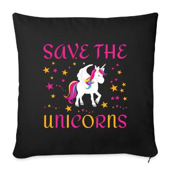 Save the unicorns - Sofa pillowcase 17,3'' x 17,3'' (45 x 45 cm) - black - Front