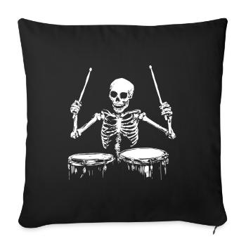 Batteur Squelette Batterie Batterie Batterie - Housse de coussin décorative 45 x 45 cm - noir - Devant