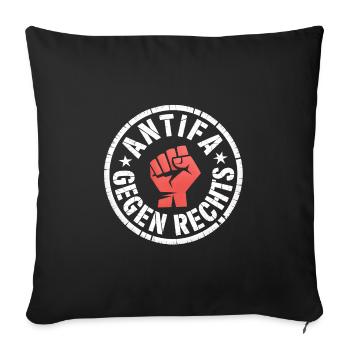 Antifa contre la droite - Alerta Antifascista - Housse de coussin décorative 45 x 45 cm - noir - Devant