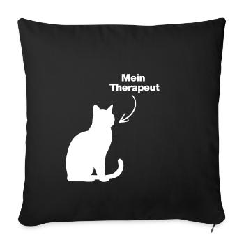 MON THÉRAPEUTE : CHAT ! 😻 AMOUR DES CHATS AMOUREUX DES CHATS - Housse de coussin décorative 45 x 45 cm - noir - Devant