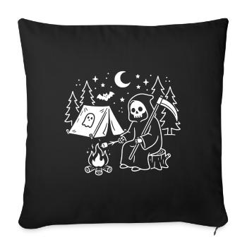 Nocturnal Grim Reaper at the Campfire - Sofa pillowcase 17,3'' x 17,3'' (45 x 45 cm) - black - Front