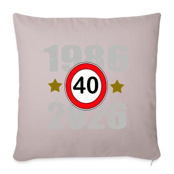 1986–2026: 40 Jahre Jubiläum - Sofakissenbezug 45 x 45 cm - helles Taupe - Vorne