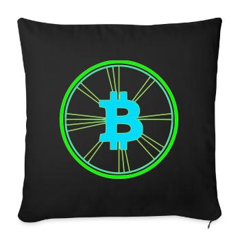 Vecteur de vitesse des wireframes Bitcoin - Housse de coussin décorative 45 x 45 cm - noir - Devant