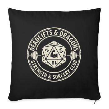 Soulevés de terre et Club de Force et de Sorcellerie des Dragons - Housse de coussin décorative 45 x 45 cm - noir - Devant