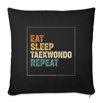 Mange, dors, Taekwondo, répète - Housse de coussin décorative 45 x 45 cm - noir - Devant