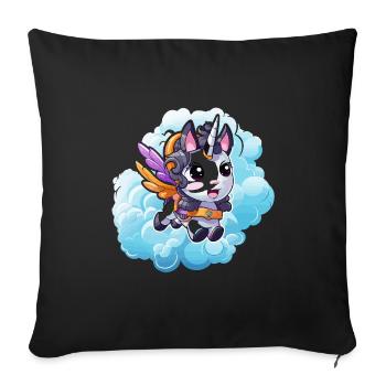 Little Unicorn Pony Cloud Flight - Sofa pillowcase 17,3'' x 17,3'' (45 x 45 cm) - black - Front