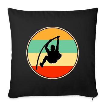Vintage Pole High Jump Silhouette Retro Sunset Art - Sofa pillowcase 17,3'' x 17,3'' (45 x 45 cm) - black - Front