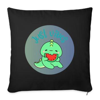 JUST VIBES - Dino - Sofa pillowcase 17,3'' x 17,3'' (45 x 45 cm) - black - Front