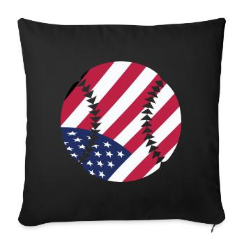 USA Patriotic Softball American Flag Sports Kunst - Sofakissenbezug 45 x 45 cm - Schwarz - Vorne