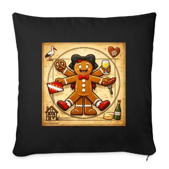 T-shirt logo Vitruve Mannele Alsace - Housse de coussin décorative 45 x 45 cm - noir - Devant