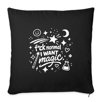 Merde normal Je veux une déclaration de gribouillis magique - Housse de coussin décorative 45 x 45 cm - noir - Devant