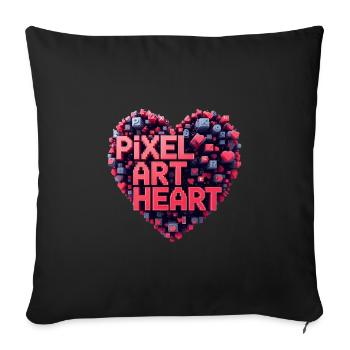 Pixel Art Herz Collage - Sofakissenbezug 45 x 45 cm - Schwarz - Vorne