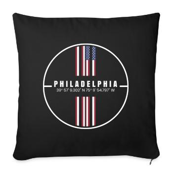 Philadelphia Coordinates - Sofa pillowcase 17,3'' x 17,3'' (45 x 45 cm) - black - Front