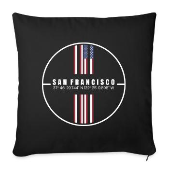 San Francisco Coordinates - Sofa pillowcase 17,3'' x 17,3'' (45 x 45 cm) - black - Front