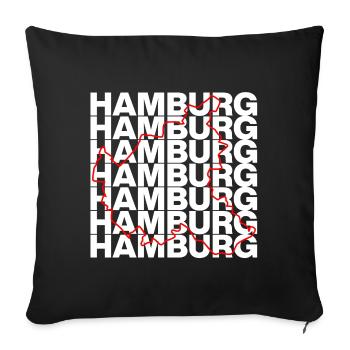 HAMBURG UMRISS ROT, MOIN HAFENSTADT - Sofakissenbezug 45 x 45 cm - Schwarz - Vorne