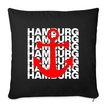 HAMBURG ANKER ROT, HAFEN, MOIN, HH, NORDDEUTSCH - Sofakissenbezug 45 x 45 cm - Schwarz - Vorne