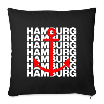 HAMBURG ANKER ROT, HAFEN, MOIN, HH, NORDDEUTSCH - Sofakissenbezug 45 x 45 cm - Schwarz - Vorne