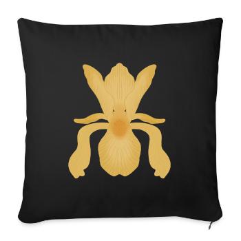 Floraison d’Iris doré - Housse de coussin décorative 45 x 45 cm - noir - Devant
