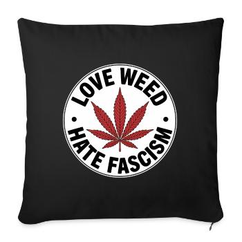 J’aime l’herbe, je déteste le fascisme - Produits dérivés antifascistes - Housse de coussin décorative 45 x 45 cm - noir - Devant