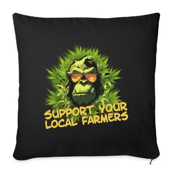 Soutenez vos agriculteurs locaux - Housse de coussin décorative 45 x 45 cm - noir - Devant