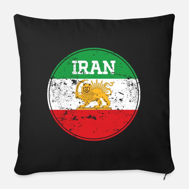 Vintage Iran Lion Emblem Round - Sofakissenbezug 45 x 45 cm - Schwarz