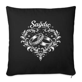 Rings in a floral heart frame - Sofa pillowcase 17,3'' x 17,3'' (45 x 45 cm) - black - Front