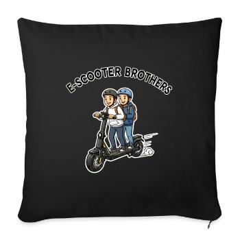 E-Scooter Brüder Duo - Sofakissenbezug 45 x 45 cm - Schwarz - Vorne