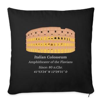 Colisée Rome Italie, coordonnées, année d’ouverture - Housse de coussin décorative 45 x 45 cm - noir - Devant