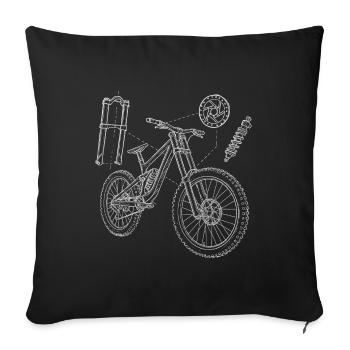 Croquis de géométrie du VTT : Dessin en descente explosée - Housse de coussin décorative 45 x 45 cm - noir - Devant