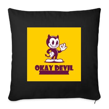 Okay Devil Mascot on Yellow - Sofa pillowcase 17,3'' x 17,3'' (45 x 45 cm) - black - Front