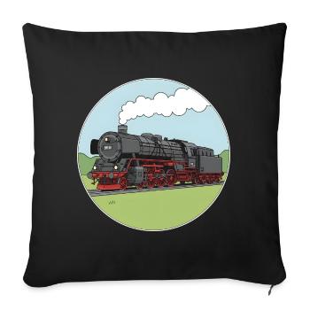 Locomotive à vapeur Locomotive ferroviaire Br01 - Housse de coussin décorative 45 x 45 cm - noir - Devant