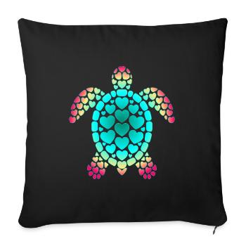 Tortue plongeuse de la Saint-Valentin - Housse de coussin décorative 45 x 45 cm - noir - Devant