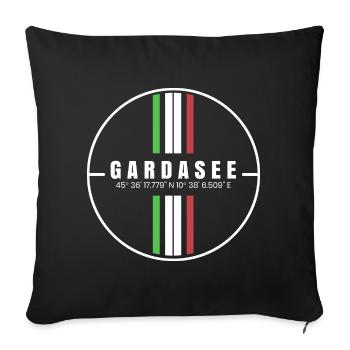 Lake Garda Coordinates - Sofa pillowcase 17,3'' x 17,3'' (45 x 45 cm) - black - Front