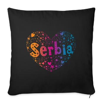 Serbie - Housse de coussin décorative 45 x 45 cm - noir - Devant