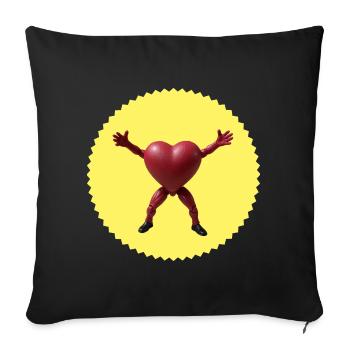 Hugging Heart Action Figure (Jagged Badge) - Sofa pillowcase 17,3'' x 17,3'' (45 x 45 cm) - black - Front
