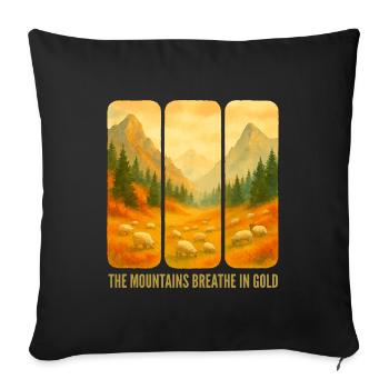 Berge, die Gold atmen - Sofakissenbezug 45 x 45 cm - Schwarz - Vorne