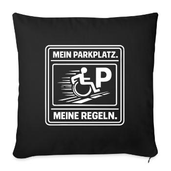 Utilisateurs de fauteuils roulants – Ma place de parking – Mes règles - Housse de coussin décorative 45 x 45 cm - noir - Devant
