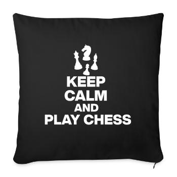 RESTE CALME ET JOUE AUX ÉCHECS ! JOUEUR D’ÉCHECS BLANC - Housse de coussin décorative 45 x 45 cm - noir - Devant