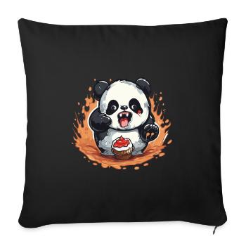 Panda Fire Cupcake Cartoon - Sofa pillowcase 17,3'' x 17,3'' (45 x 45 cm) - black - Front