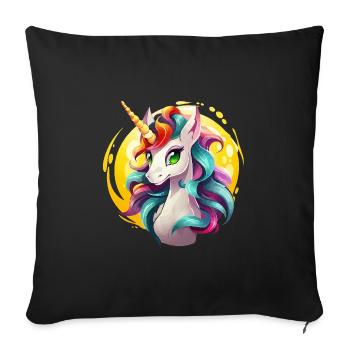 Rainbow Unicorn in Sonnencircle - Sofa pillowcase 17,3'' x 17,3'' (45 x 45 cm) - black - Front