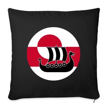 Conception de drakkar du drakkar du drapeau du Groenland - Housse de coussin décorative 45 x 45 cm - noir - Devant