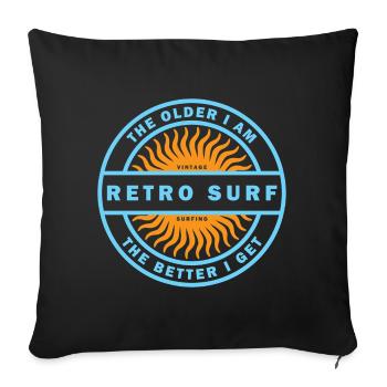 Retro Surf Sunburst Vintage Surfing Logo - Sofa pillowcase 17,3'' x 17,3'' (45 x 45 cm) - black - Front