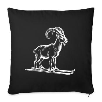 Funny ibex for skiers - Sofa pillowcase 17,3'' x 17,3'' (45 x 45 cm) - black - Front