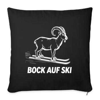 Funny ibex for skiers - Sofa pillowcase 17,3'' x 17,3'' (45 x 45 cm) - black - Front